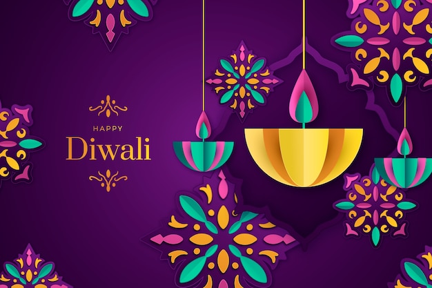 Paper style diwali background