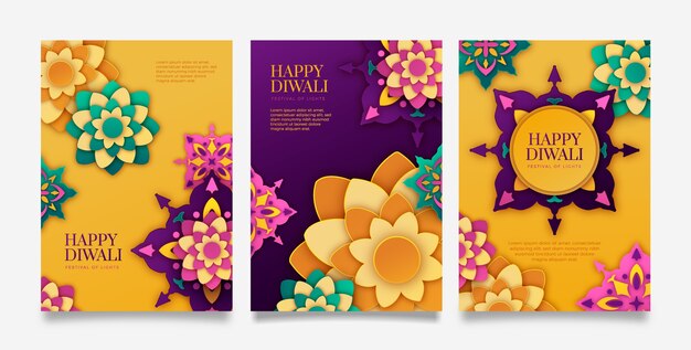 Paper style diwali cards collection