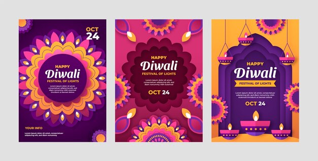 Paper style diwali festival cards collection