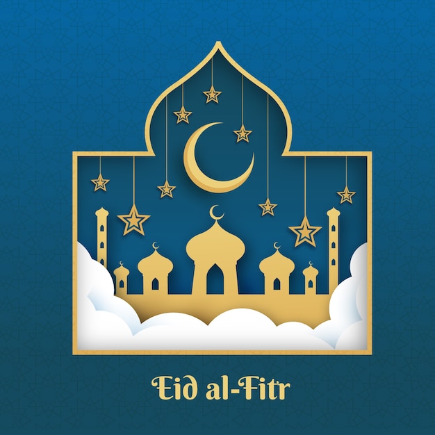 Paper style eid al-fitr background