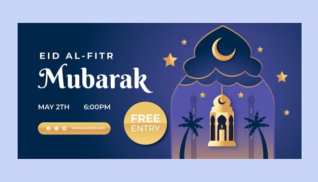 Paper style eid al-fitr horizontal banner template