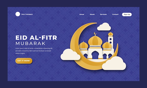 Paper style eid al-fitr landing page