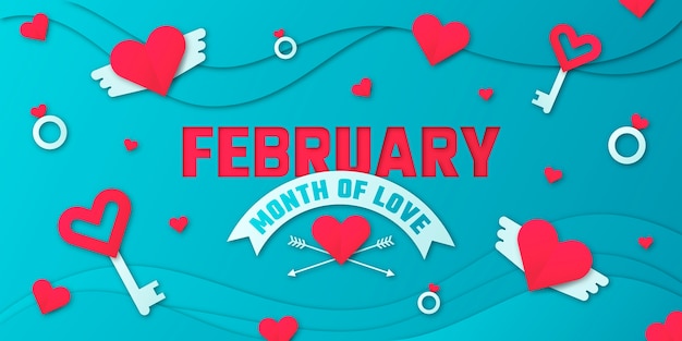 Free Vector paper style february month of love background