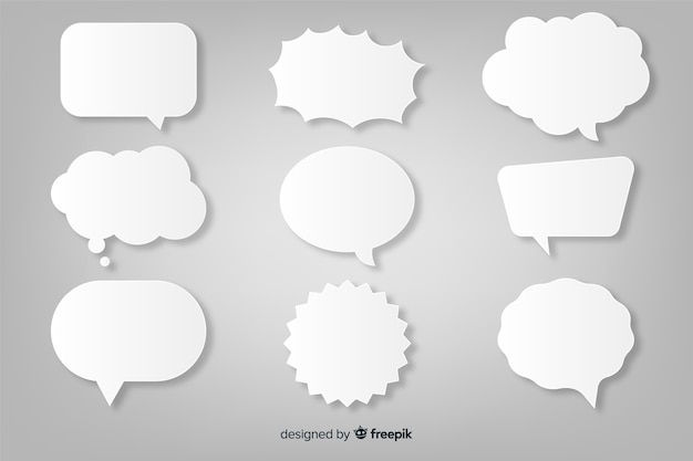 Free vector paper style flat speech bubble collection