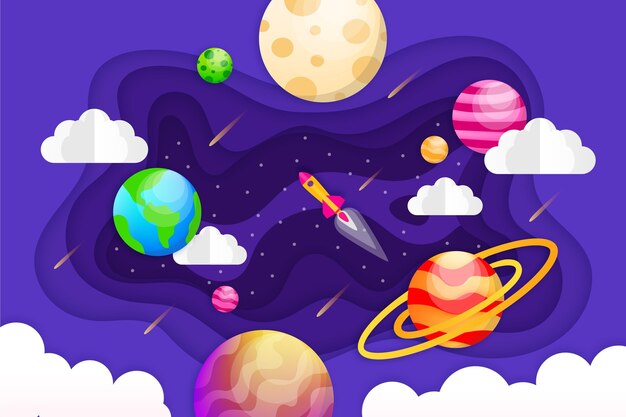 Paper style galaxy colorful background