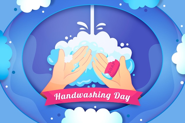 Paper style global handwashing day background