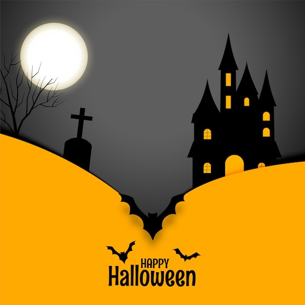 Paper style happy halloween card design