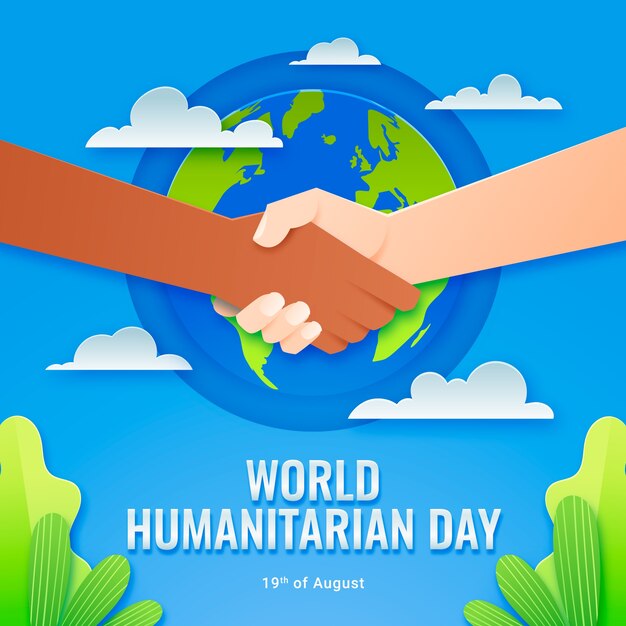 Paper style illustration for world humanitarian day