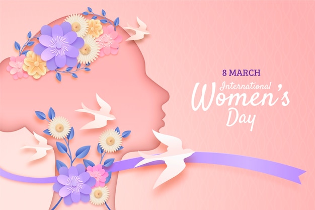 Free vector paper style international women's day background