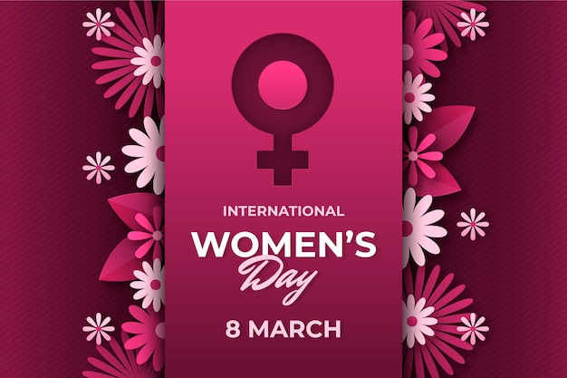 Paper style international women's day background