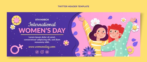 Paper style international women's day twitter header