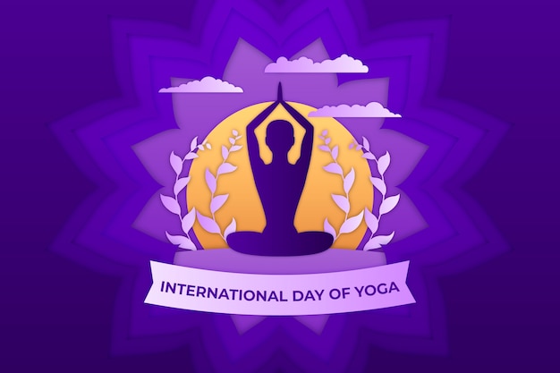 Free vector paper style international yoga day background