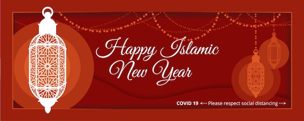 Free Vector paper style islamic new year illustration