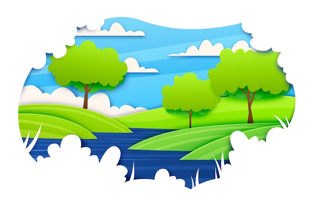 Free Vector paper style landscape illustration