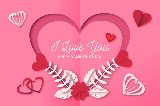 Paper style lovely valentine's day wallpaper