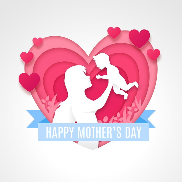 Paper style mother's day illustration