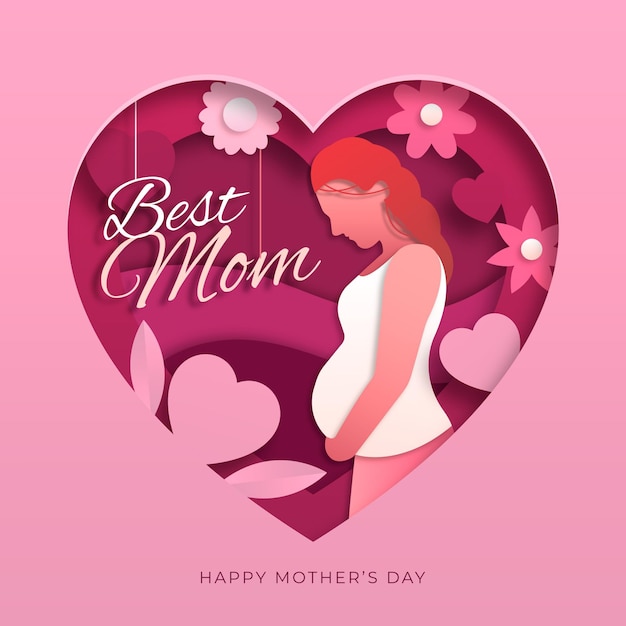 Paper style mother's day illustration