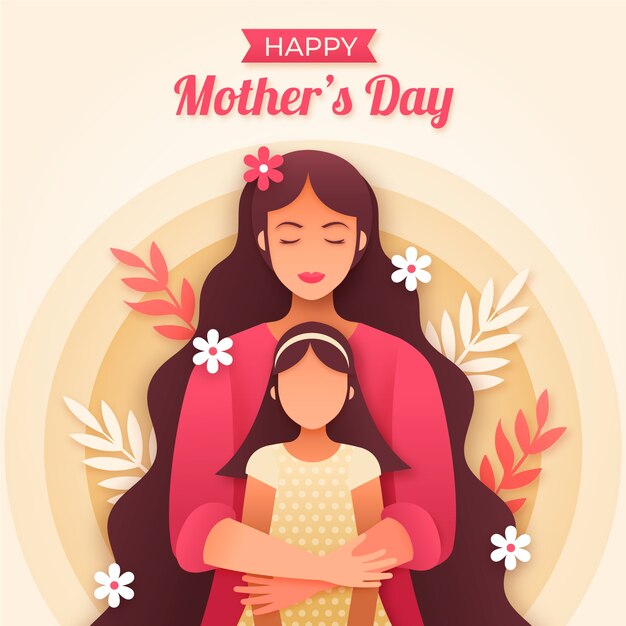 Paper style mothers day illustration