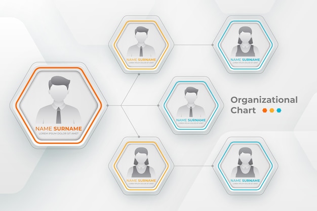 Paper style organizational chart infographic