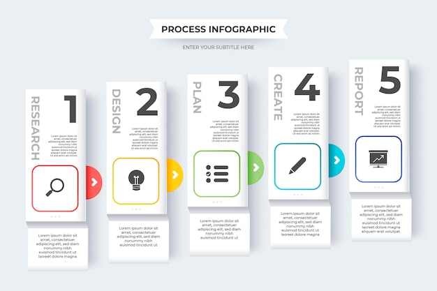 Paper style process infographic template