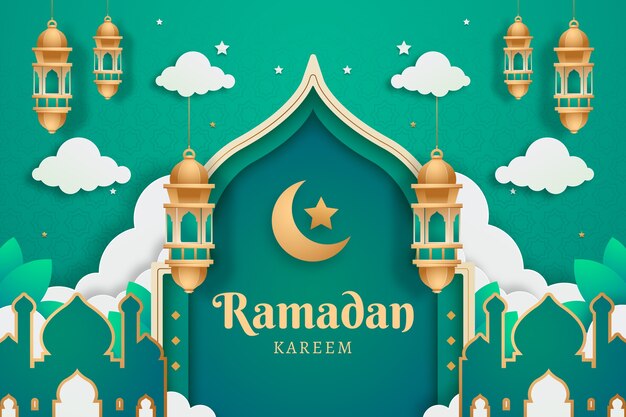 Paper style ramadan background