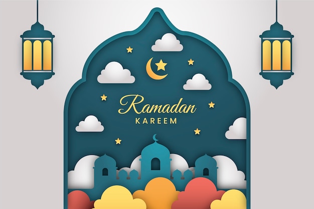 Paper style ramadan background