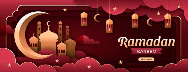 Paper style ramadan horizontal banner template