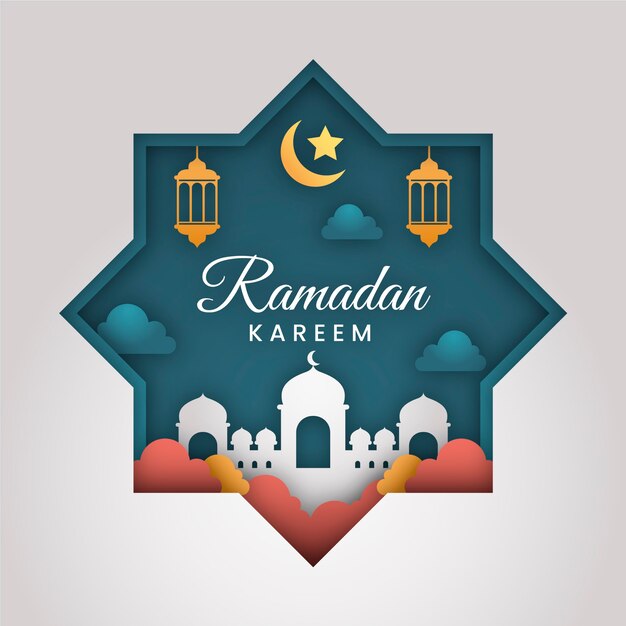 Paper style ramadan illustration