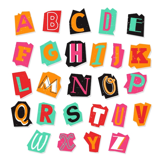 Paper style ransom note letter collection