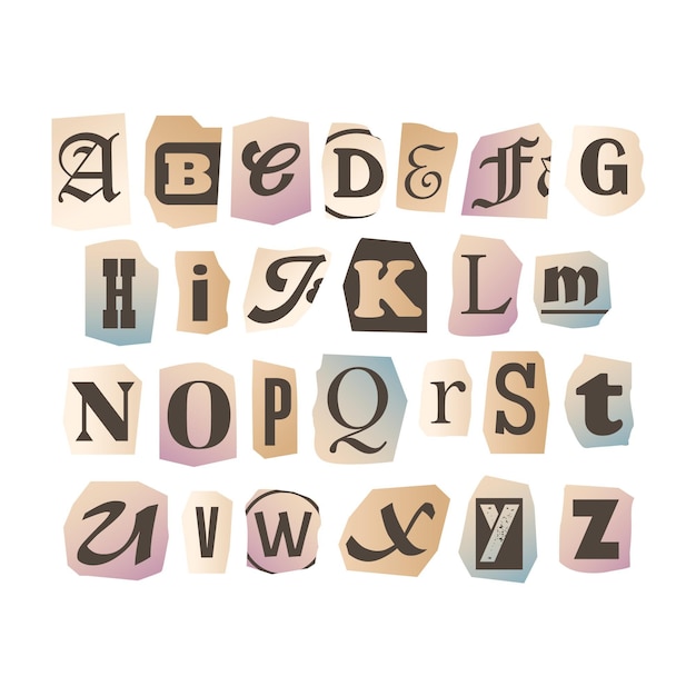 Paper style ransom note letter set