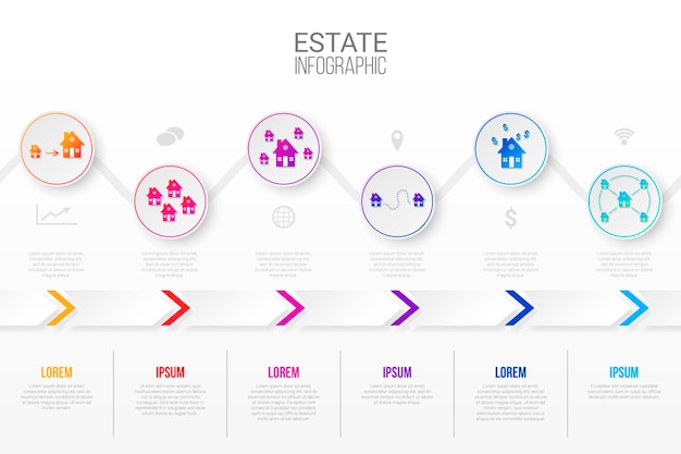 Paper style real estate infographic template