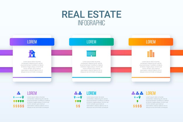 Paper style real estate infographic template