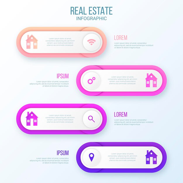 Paper style real estate infographic template