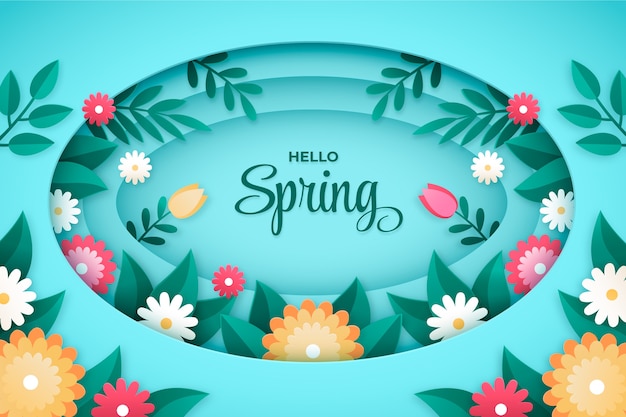 Free Vector paper style spring background