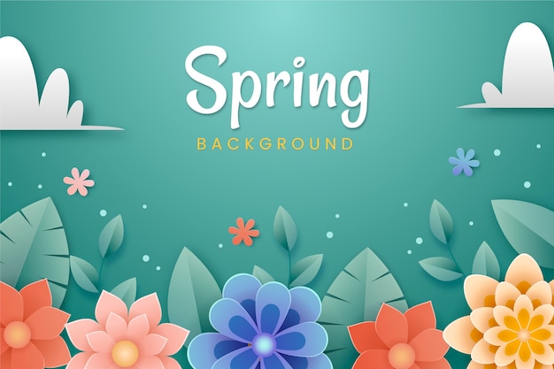 Free Vector paper style spring floral background