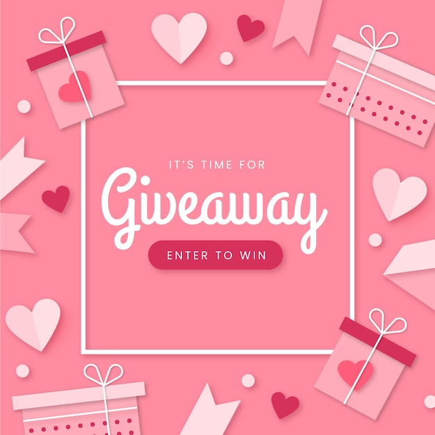 Paper style valentine's day giveaway illustration