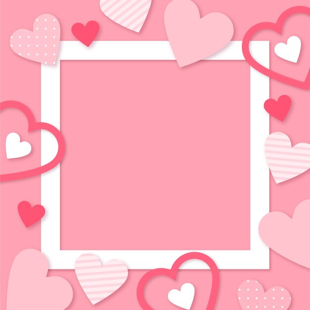 Paper style valentine's day photo frame template