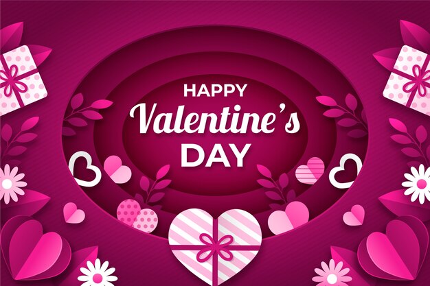 Paper style valentines day background