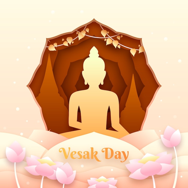 Paper style vesak illustration