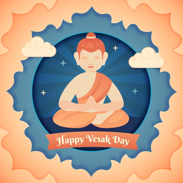 Paper style vesak illustration