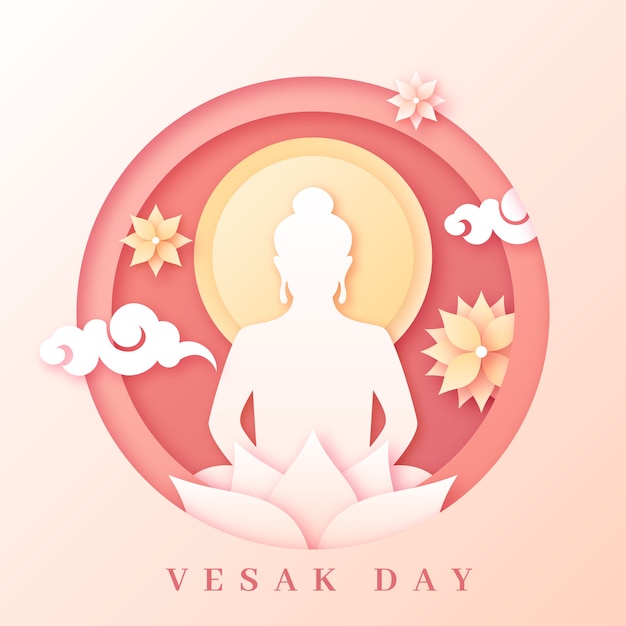 Paper style vesak illustration