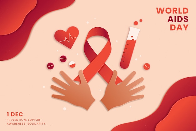 Paper style world aids day background