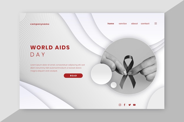 Paper style world aids day landing page template