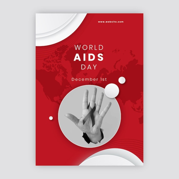 Free Vector paper style world aids day vertical poster template