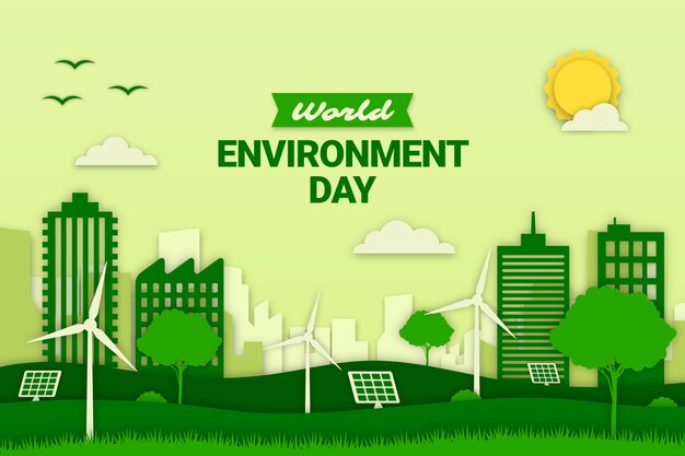 Paper style world environment day background