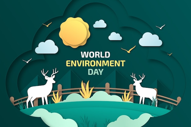 Paper style world environment day background