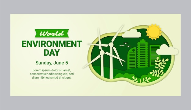 Paper style world environment day horizontal banner template