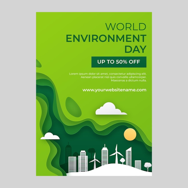 Free Vector paper style world environment day poster template