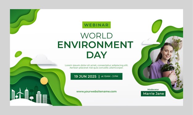 Paper style world environment day webinar template