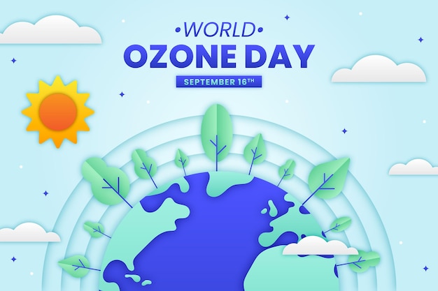 Free vector paper style world ozone day background